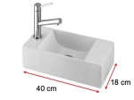 Lave-mains pour WC, suspendu et compacte, parfait pour les espaces restreints, Largeur 40 cm, Profondeur 18 cm, Hauteur 11 cm, résine minéral, Livraison 5-7 jours OFFERTE.